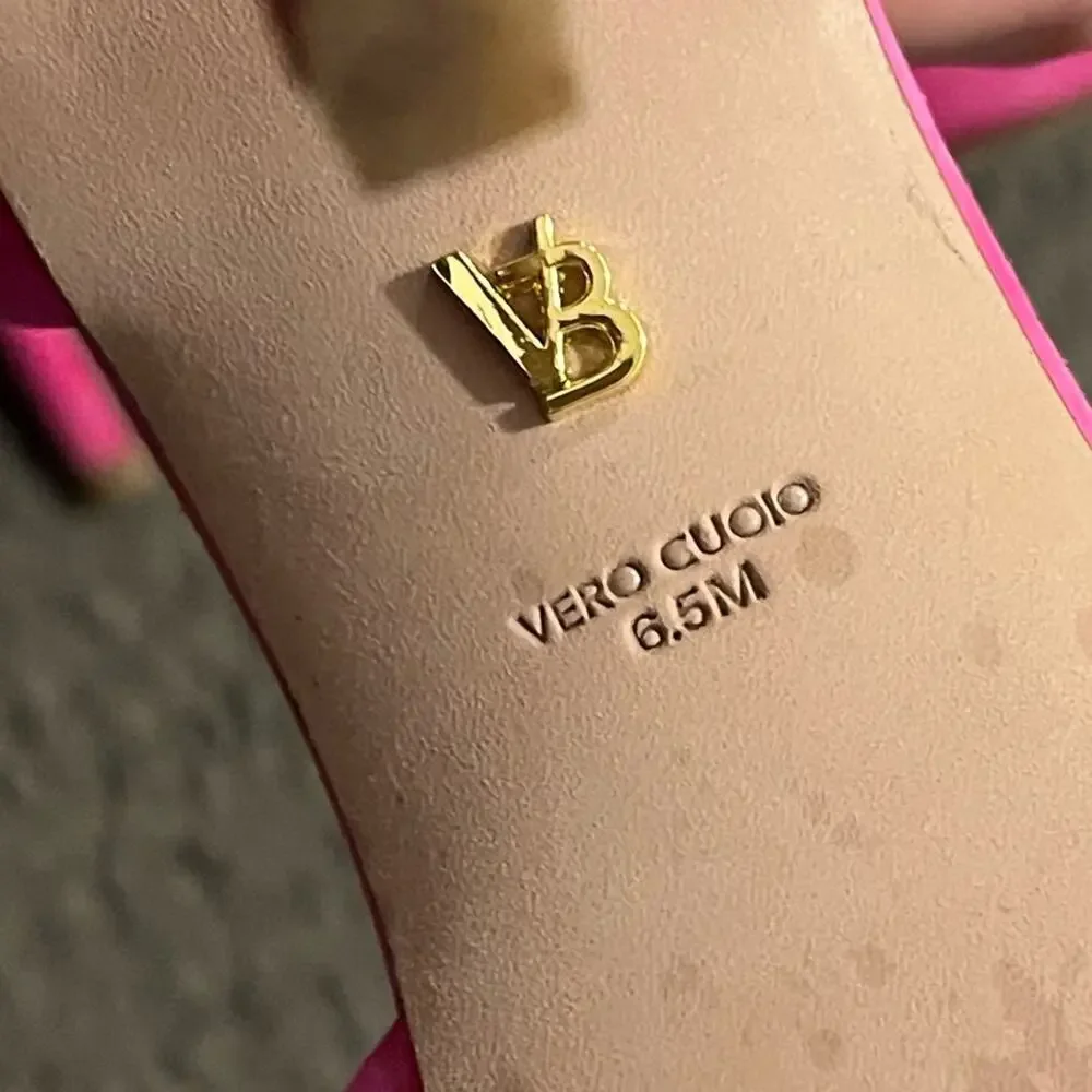Veronica Beard Gator Suede Peep Toe Pump Heels In Pink - Picture 11 of 11